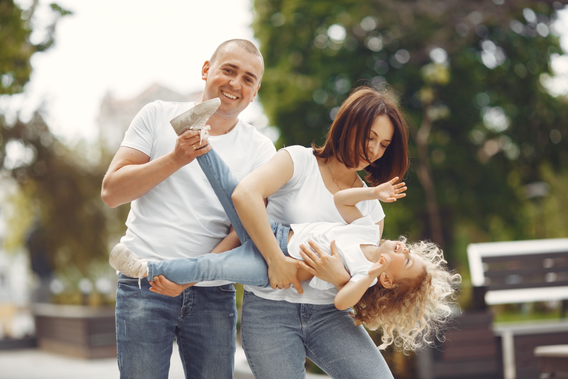 Family outdoors enjoying life